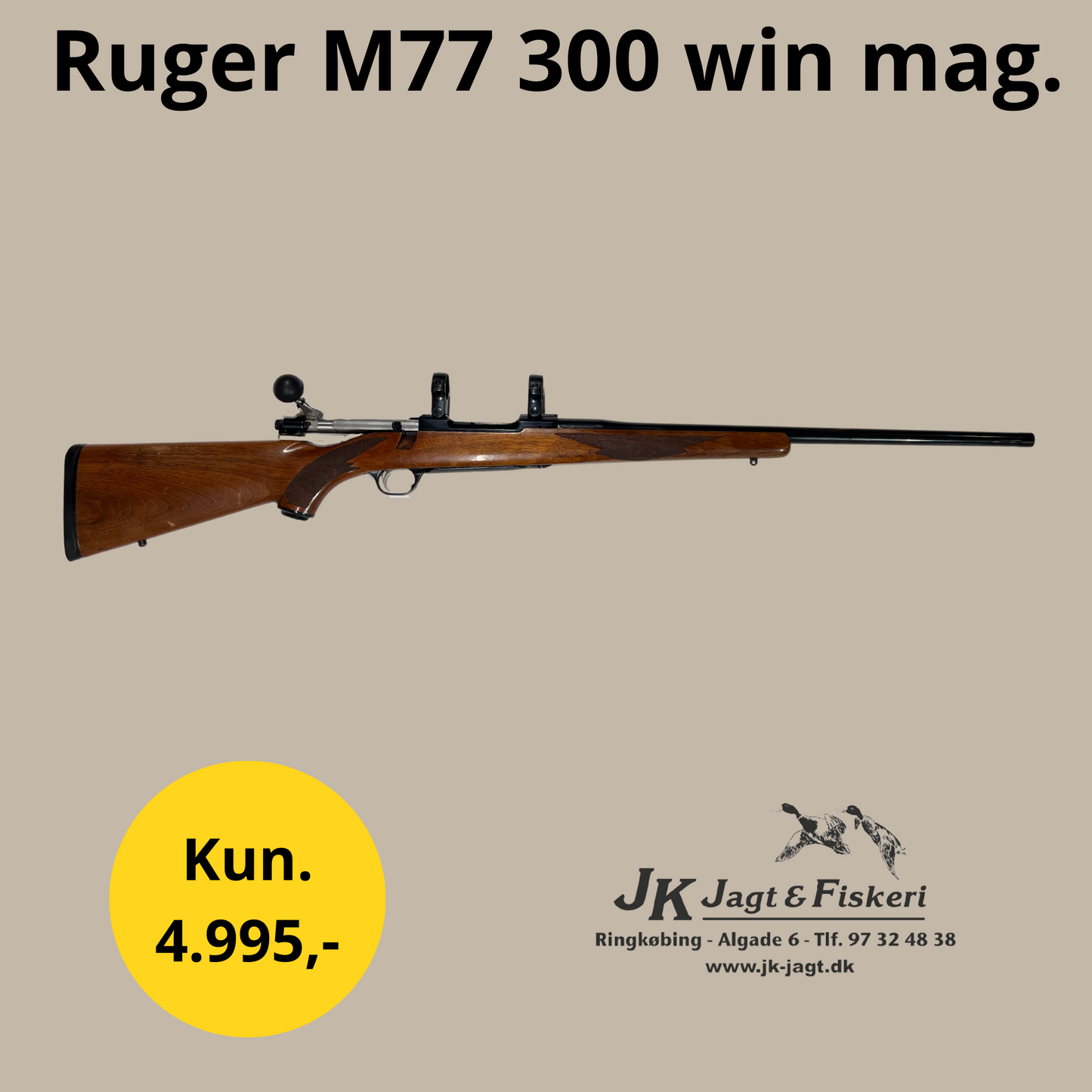 Ruger M77 300 win mag. Brugt