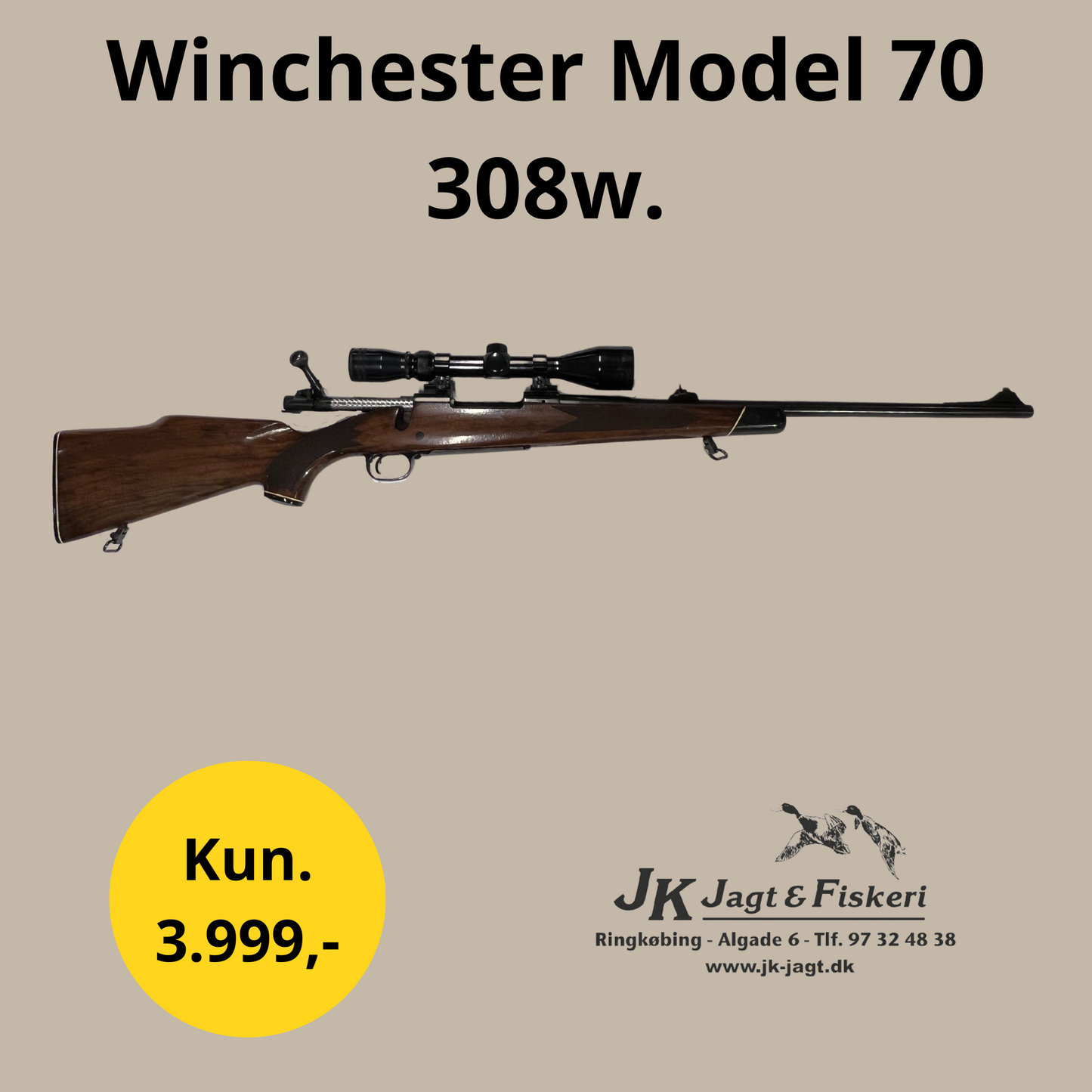 Winchester Model 70 308w. Brugt
